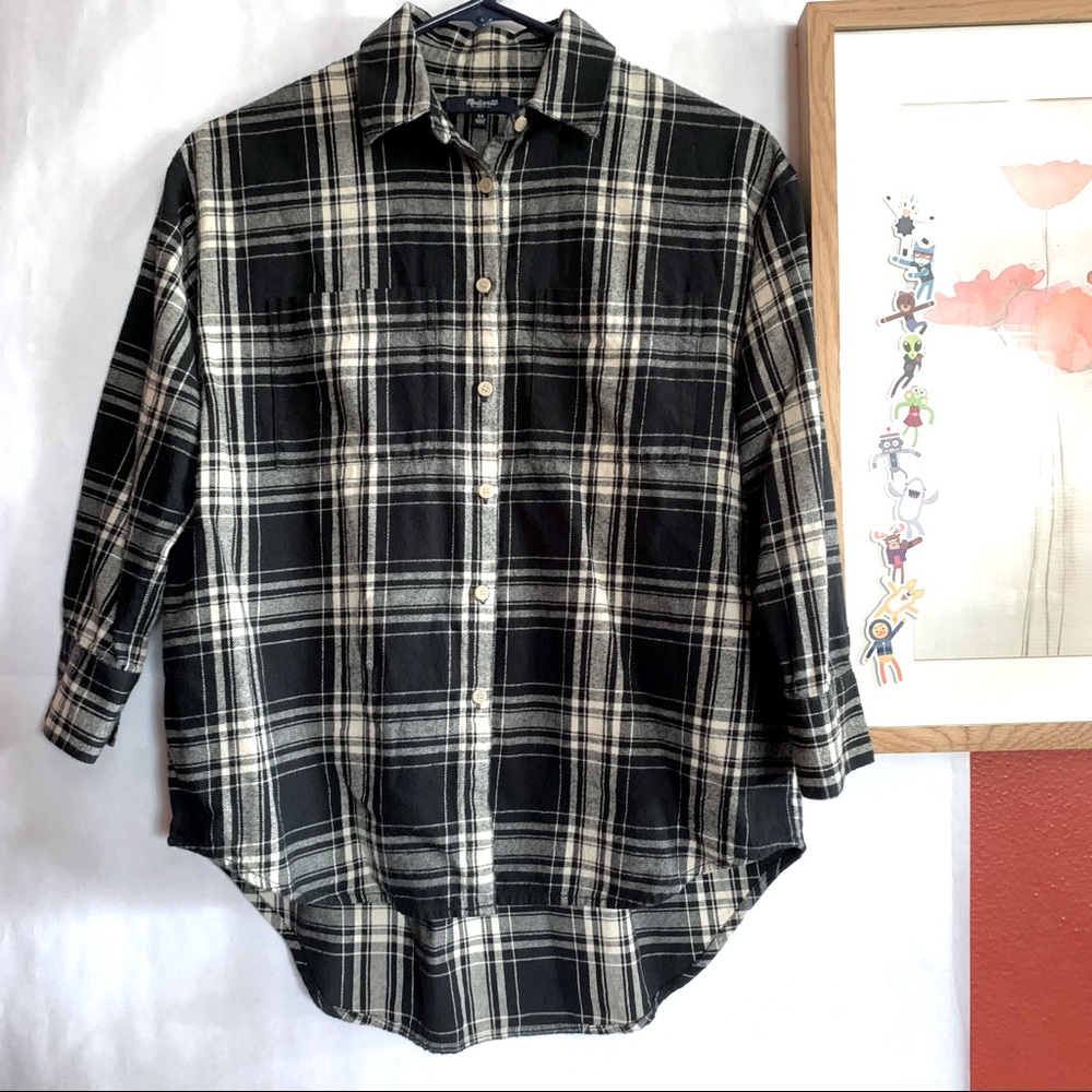 Madewell Plaid Flannel Trapeze button down top XS